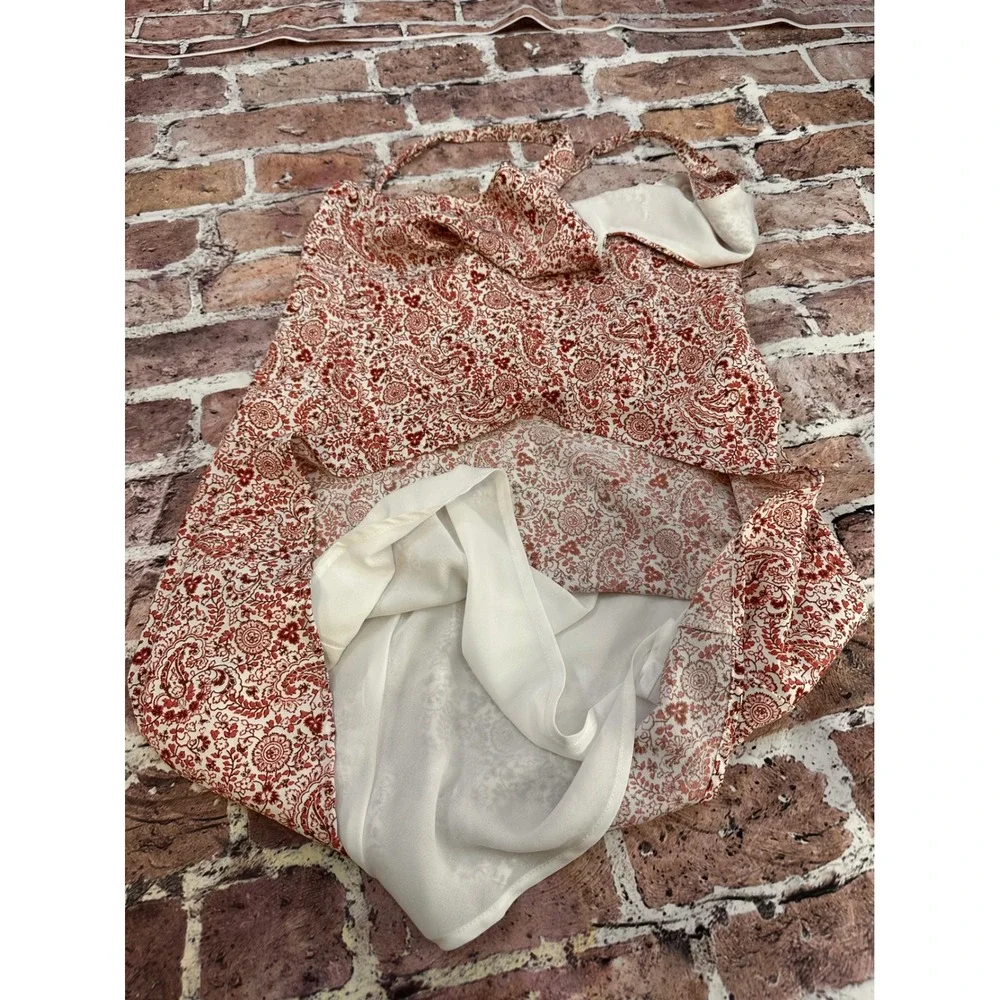 Abercrombie & Fitch Women's Paisley Floral V-Neck Mini Dress Terracotta Med NWOT - Picture 14 of 15